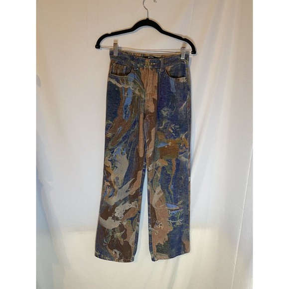 Faded London Pants - Jaded London Watercolor Jeans Hippie Boho Artsy Festival Whimsical Size 24